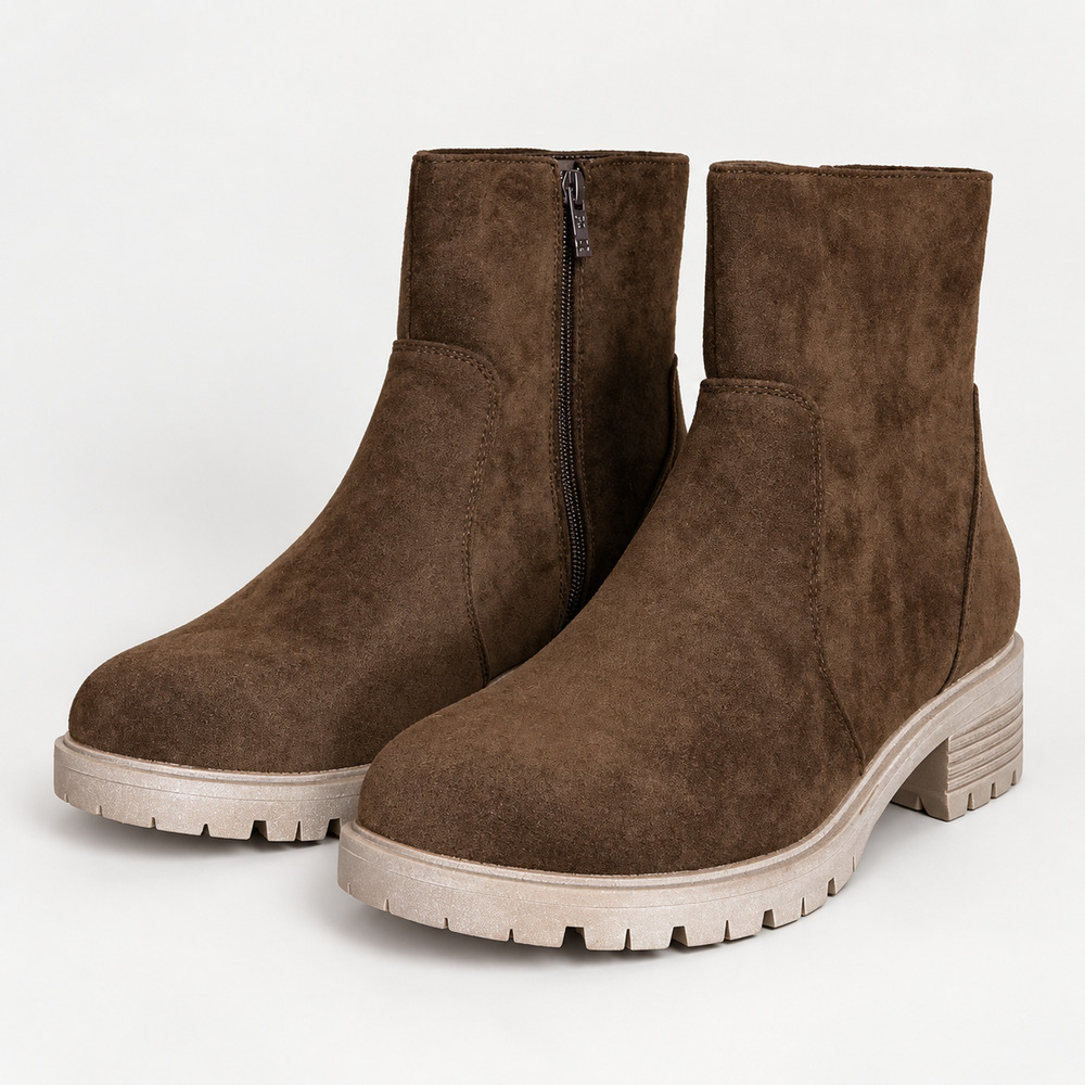 Seven7 Bestie Women's 9 Brown Faux Suede Lug Ankle Boots 2127 NIB